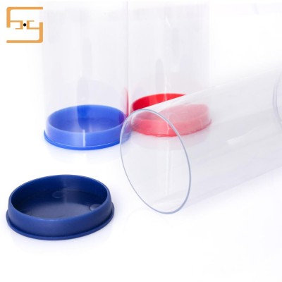 Custom round printing clear PET/PVC plastic packaging cylinder containers boxes for tube gift