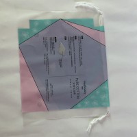 custom printed bottom openning clear ldpe draw string cotton pads packaging bag